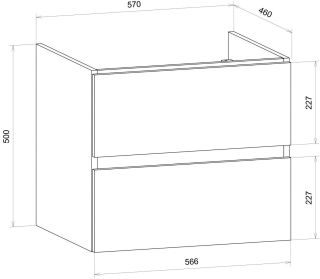 Подвесная тумба под раковину Art&Max Techno 60см сосна AM-Techno-600-2C-SO-LW635